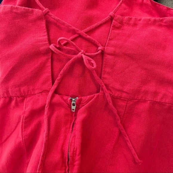 21. Zara Linen Cotton Blend Red Mini Dress - Picture 5 of 6